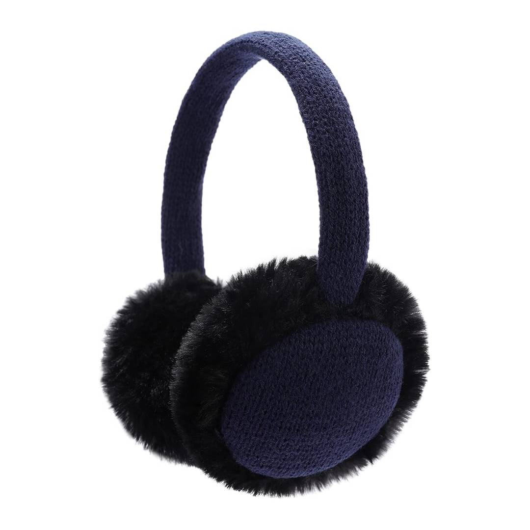 Brook + Bay Kids Plush Animal Earmuffs - Cozy Winter Ear Warmers for Boys & Girls - Navy Blue