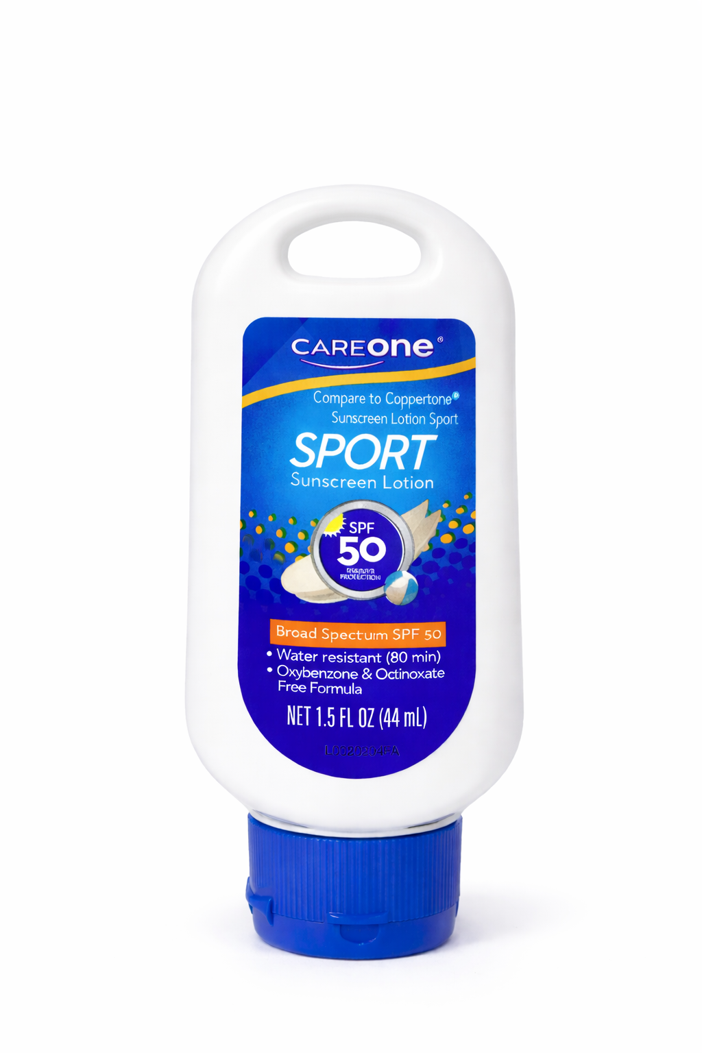 CareOne Sport Sunscreen Lotion SPF 50 – Broad Spectrum UVA/UVB Protection, Water Resistant (80 Minutes), Oxybenzone & Octinoxate Free, 1.5 FL OZ (44 mL)