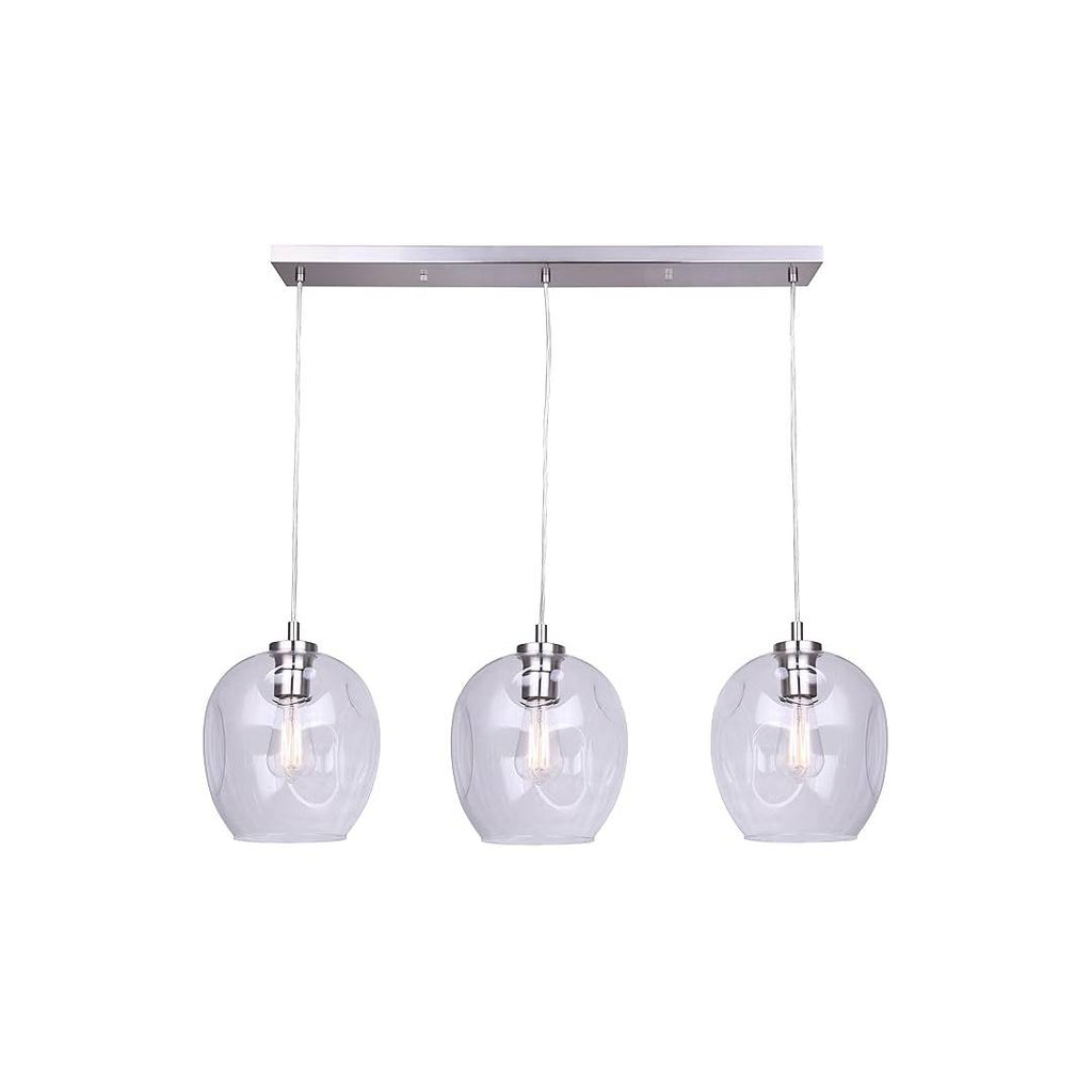 Como Brushed Nickel 3-Light Pendant Light with Clear Glass Globe Shades