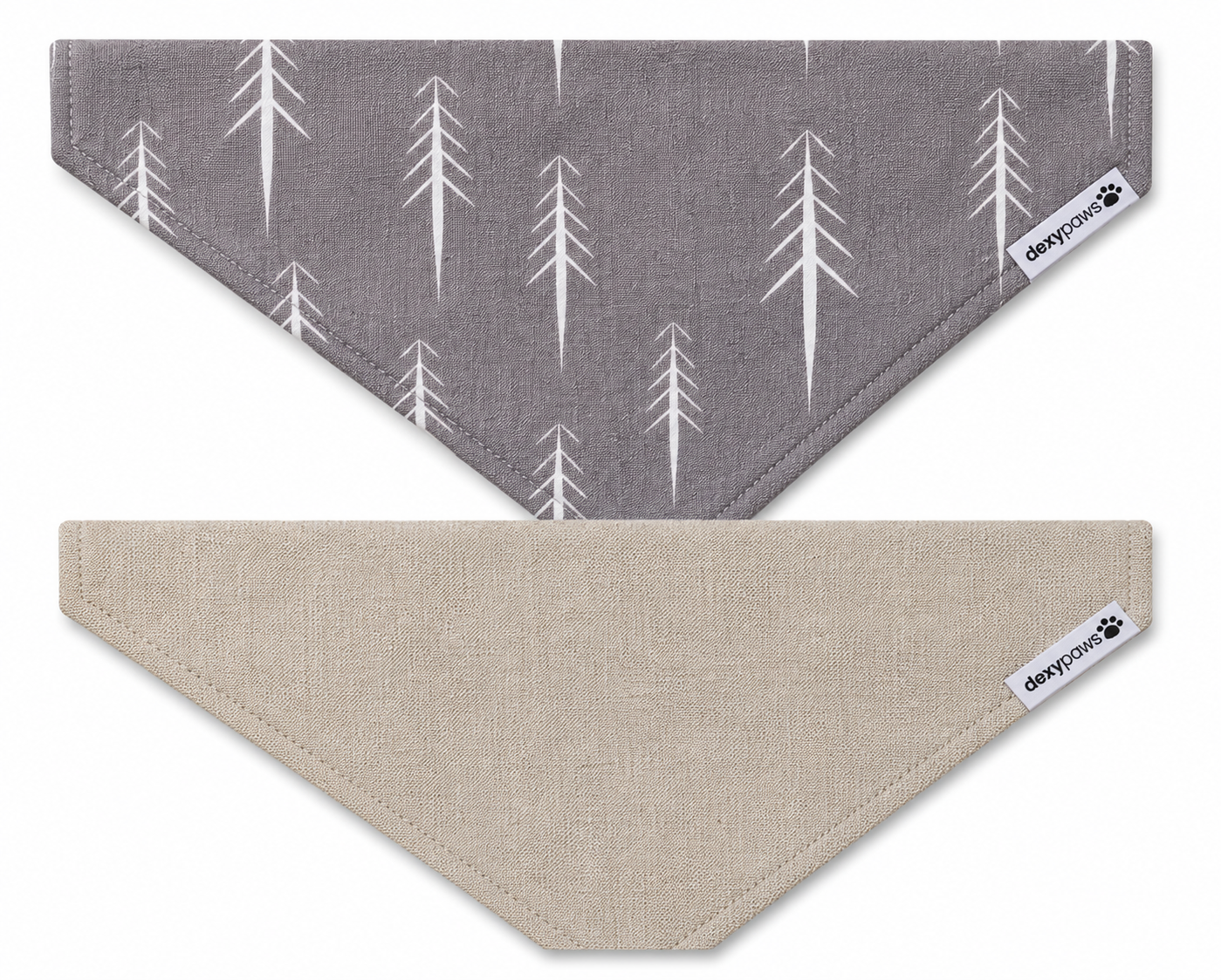 Dexypaws 2-Piece Linen Dog Bandana Set – Mauve & Sage Green (L/XL)