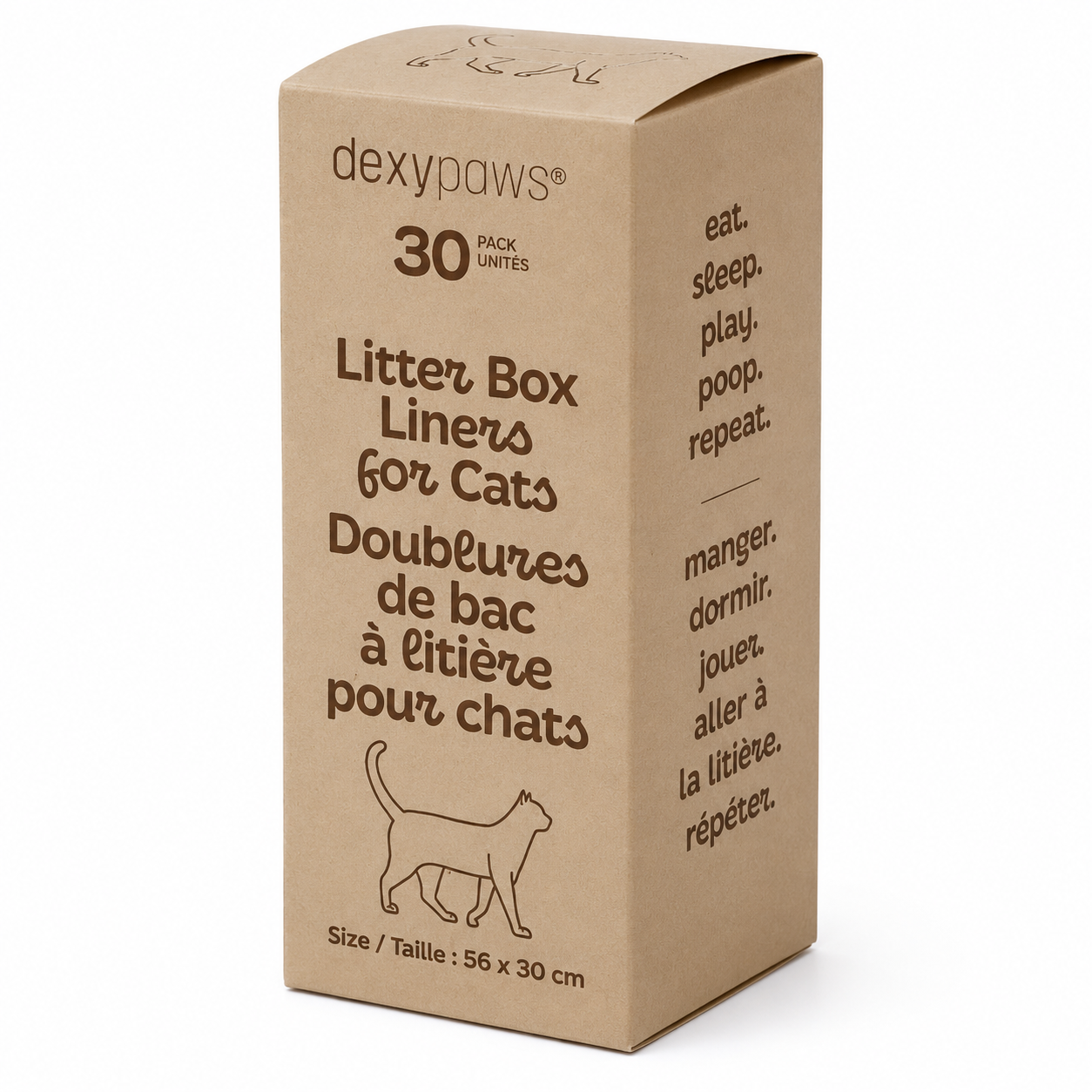 Dexypaws 30-Piece Cat Litter Box Liners – 55 × 30 cm