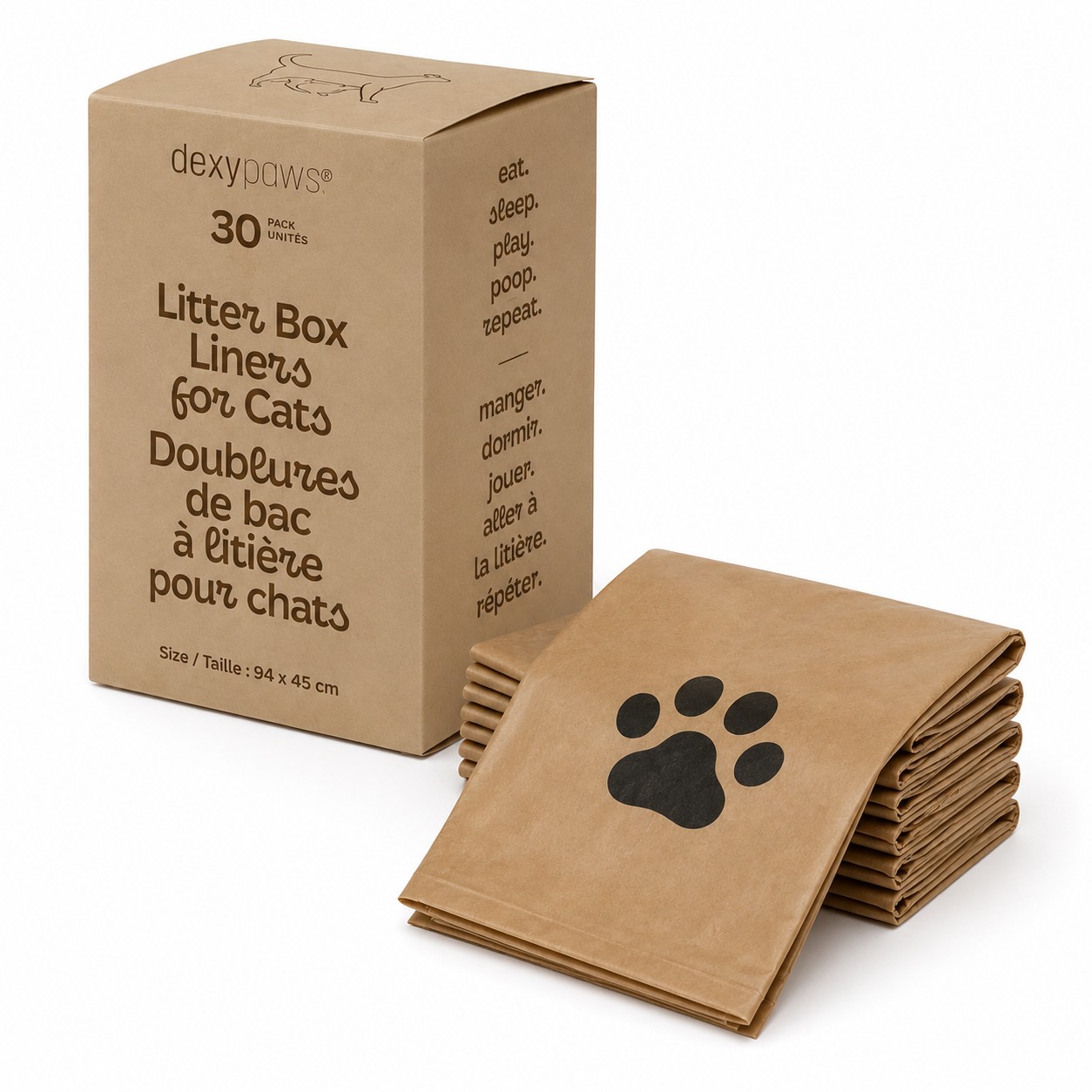 Dexypaws 30-Piece Cat Litter Box Liners – 94 × 45 cm