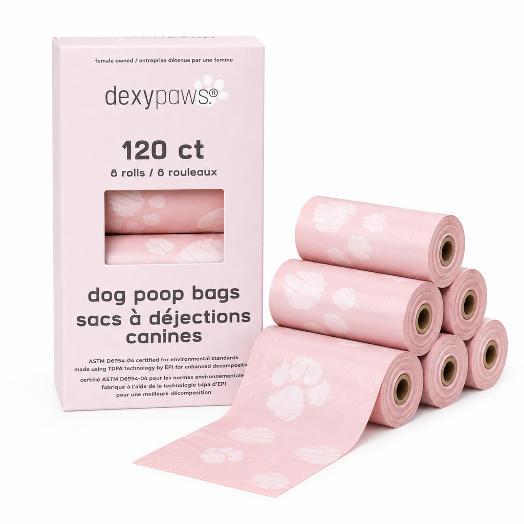 Dexypaws Blush Pink Dog Poop Bags – 120 Count