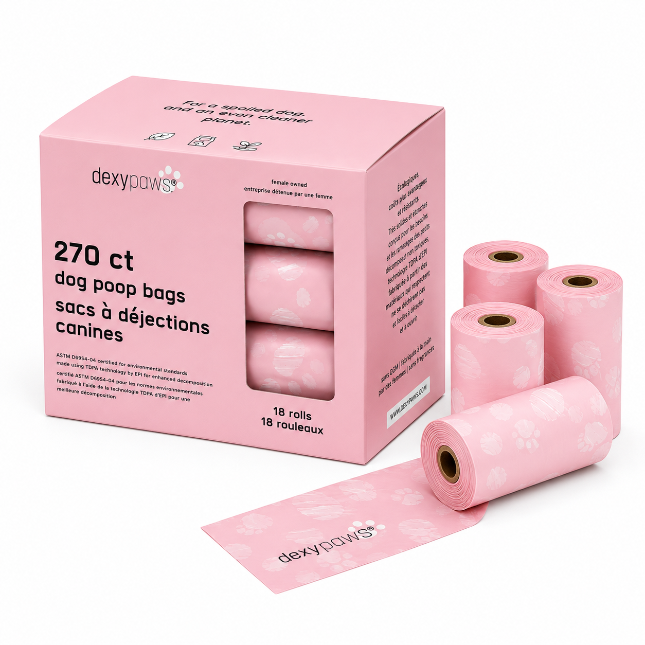 Dexypaws Blush Pink Dog Poop Bags – 270 Count