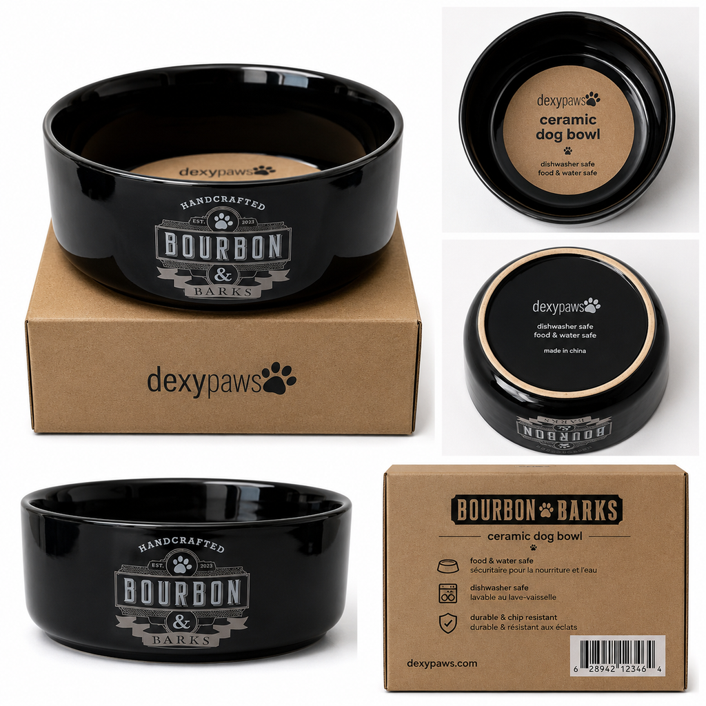 Dexypaws Bourbon Ceramic Dog Bowl – 50oz (8 Inches)