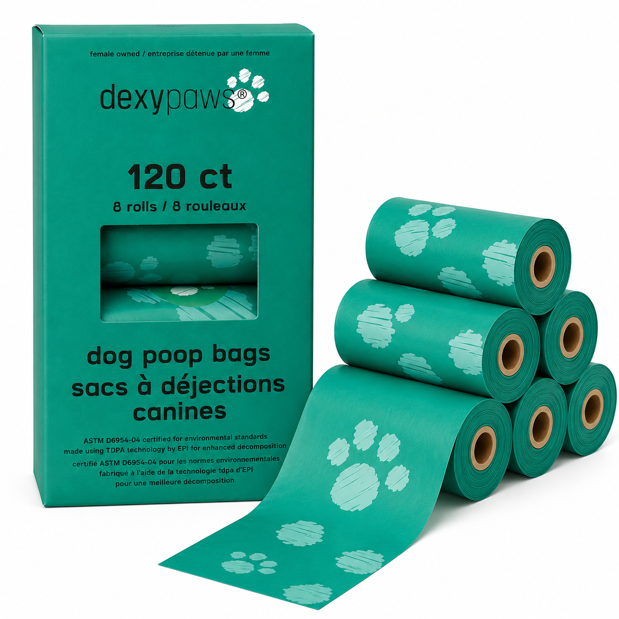 Dexypaws Green Dog Poop Bags – 120 Count