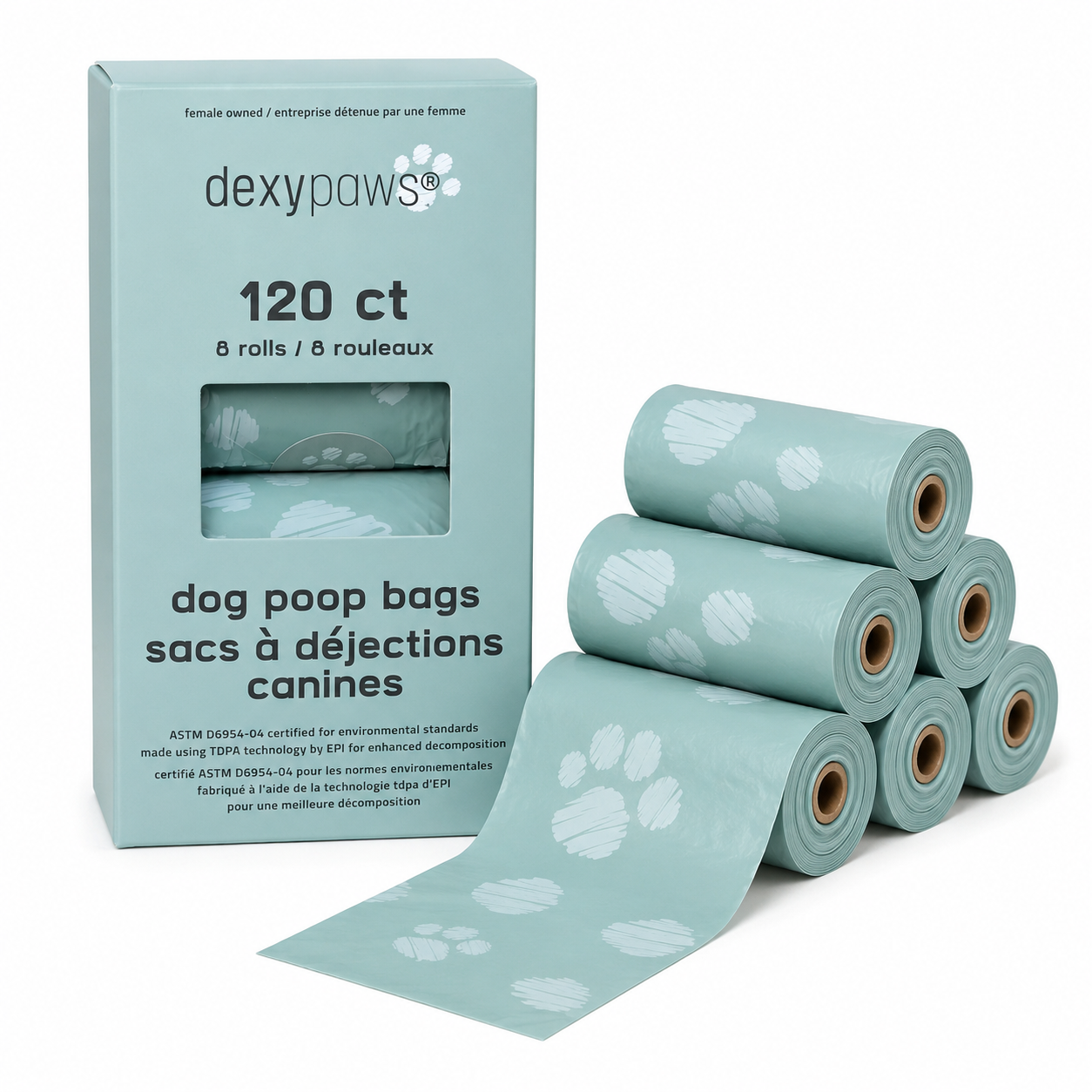 Dexypaws Sage Green Dog Poop Bags – 120 Count