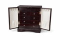 Elegant Wooden Jewelry Armoire Organizer – Multi-Drawer Storage Chest with Mirror Doors & Necklace Hooks (Dark Walnut Finish)
