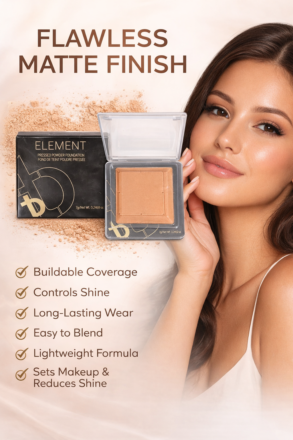 Element Pressed Powder Foundation – Matte Finish (7g / 0.2469 oz)