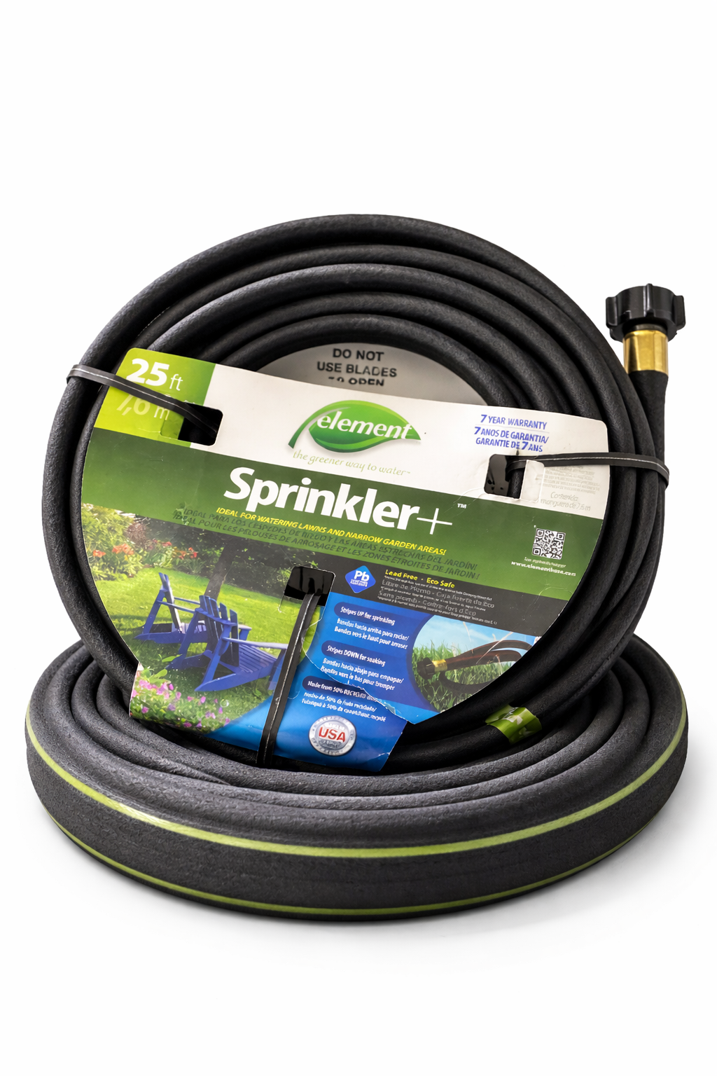 Element Sprinkler+ Soaker Hose 25 ft (7.6 m) – Flat Garden Soaker Hose for Lawn & Garden Watering, Lead-Free & Eco-Safe