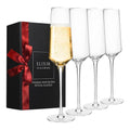 ELIXIR GLASSWARE Classy Champagne Flutes Set of 4 – 8oz Hand-Blown Crystal Champagne Glasses for Weddings, Engagements & Housewarming Gifts