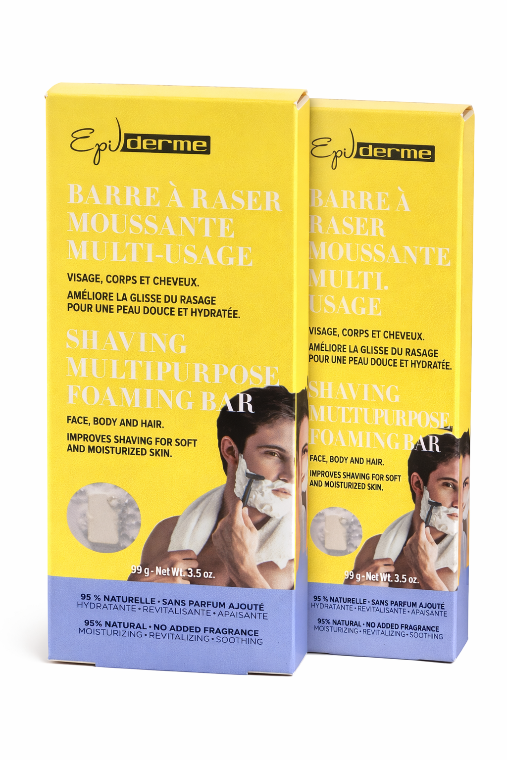 Epilderme Multipurpose Shaving Foam Bar – 95% Natural Moisturizing Shave Soap for Face, Body & Hair (3.5 oz)