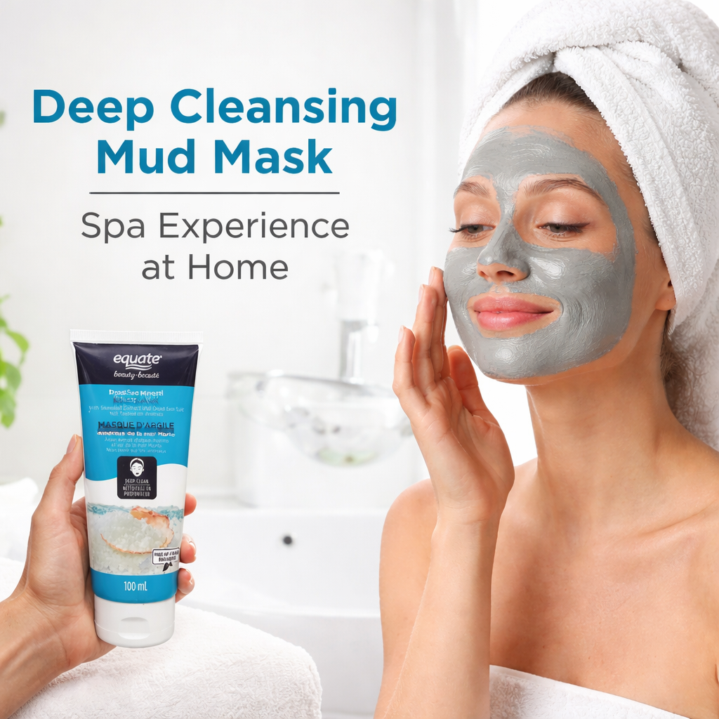 Equate Beauty Dead Sea Mineral Mud Mask – Deep Cleansing Face Mask with Seaweed Extract & Dead Sea Salt, Paraben-Free, 100 mL