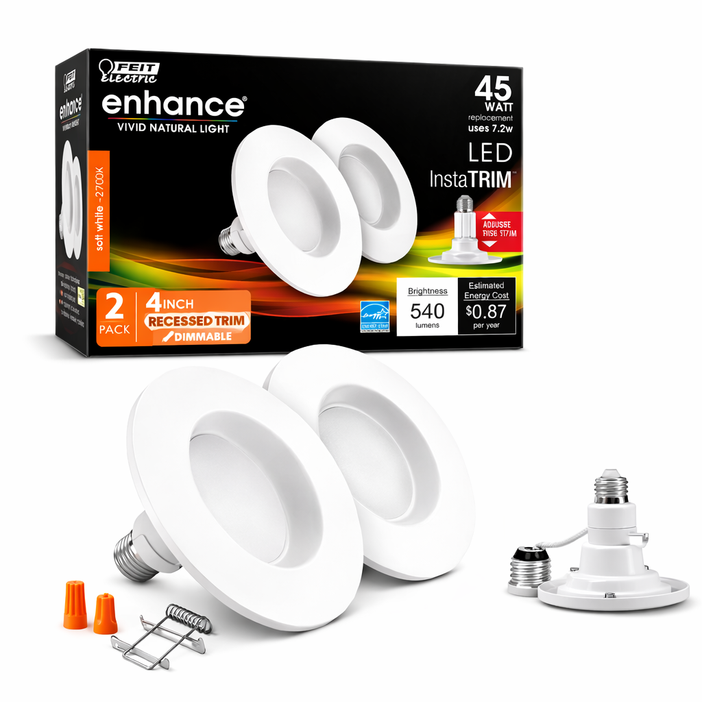 Feit Electric 4” LED InstaTrim Recessed Light – 45W Equivalent – 2 Pack