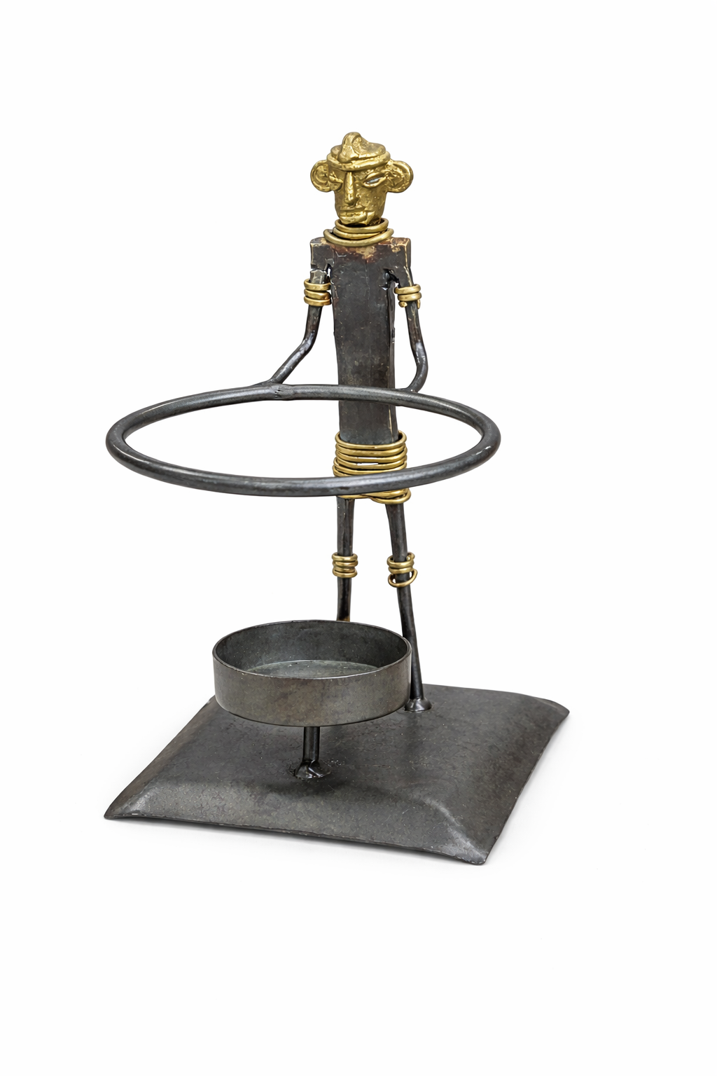 Handcrafted Metal Oil Diffuser – Decorative Figurine Aroma Burner with Glass Bowl (6” Man Design)