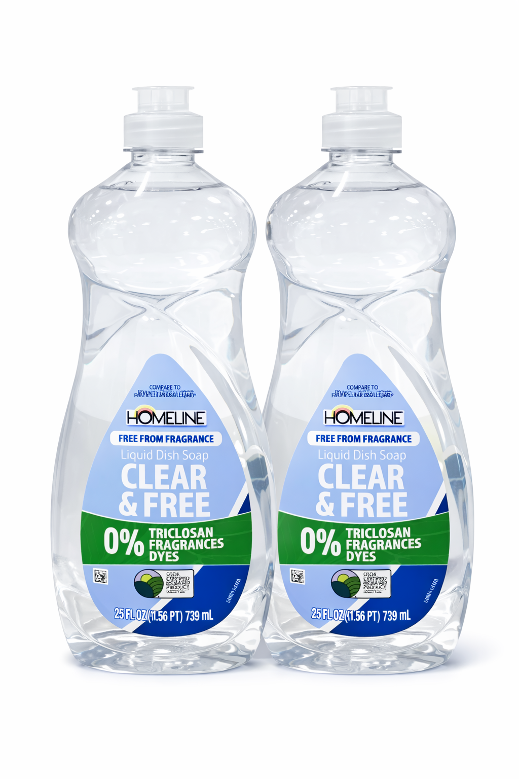 Homeline Clear & Free Liquid Dish Soap – Fragrance-Free Dishwashing Liquid (25 FL OZ / 739 mL)