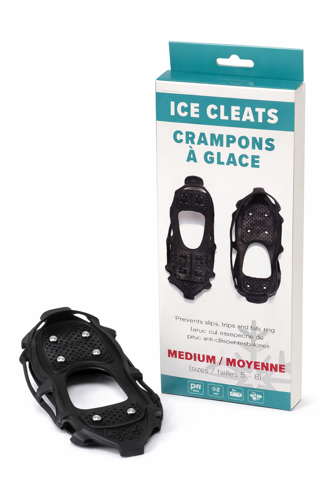 Ice Cleats Traction Shoe Covers – Anti-Slip Crampons for Snow & Ice (Medium)