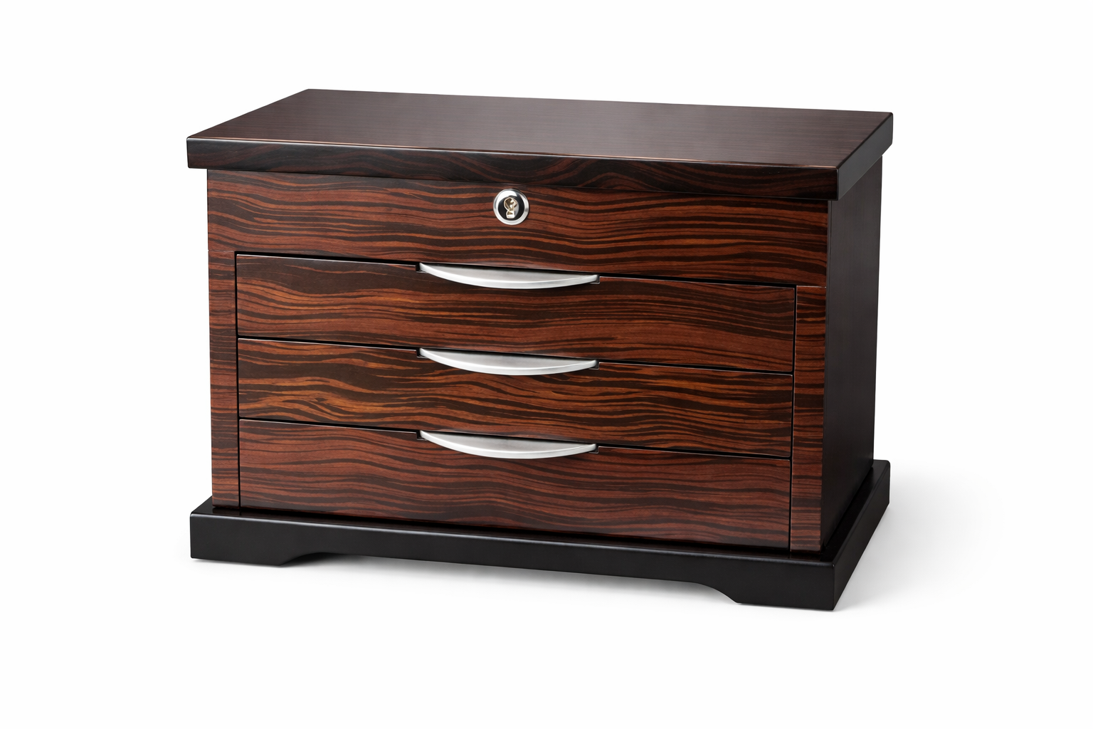 Luxury Wooden Jewelry Box Organizer – Lockable Storage Chest with 3 Drawers & Elegant Wood Grain Finish