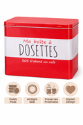 Metal Coffee Pod Storage Tin – Airtight Container, Red, Large Capacity