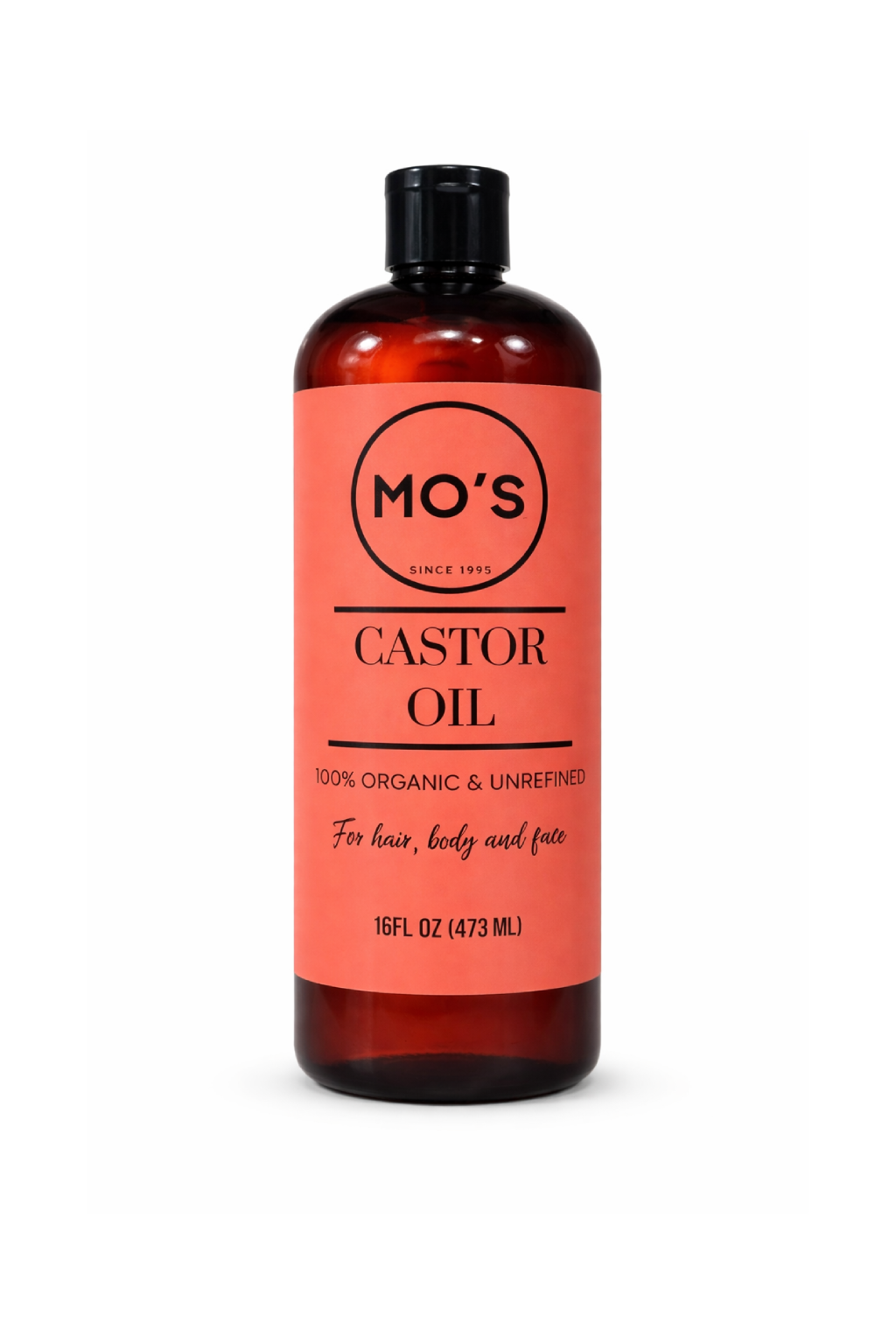 MO’S 100% Organic Castor Oil – Unrefined Cold-Pressed Oil for Hair, Skin & Body Care – 16 fl oz (473 ml)