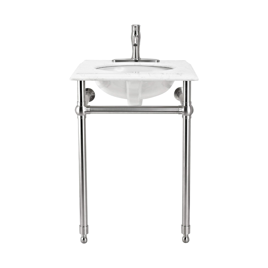 Moorefield Arlington 24-Inch Sink Console Vanity – Brushed Nickel Frame with Composite Marble Top