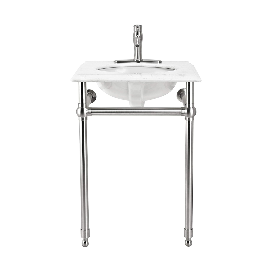 Moorefield Arlington 24-Inch Sink Console Vanity – Brushed Nickel Frame with Composite Marble Top