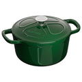 Navaris Enameled Cast Iron Dutch Oven – 2.6 Quart Casserole Pot with Lid, Induction & Oven Safe, Glossy Green (20cm)
