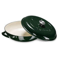 Navaris Dutch Oven Pan with Lid – 3.7 QT Enameled Cast Iron Skillet, Covered Round Casserole Pot, Induction Safe – Dark Green