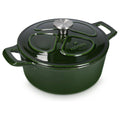 Navaris Enameled Dutch Oven – 3.7 QT Cast Iron Pot with Lid, 9.5" Round Enamel Cookware, Induction Safe – Glossy Dark Green