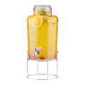 Navaris Glass Water Dispenser with Tap – 8L (2.1 Gallon) Beverage Dispenser with Stainless Steel Spigot & Silver Stand