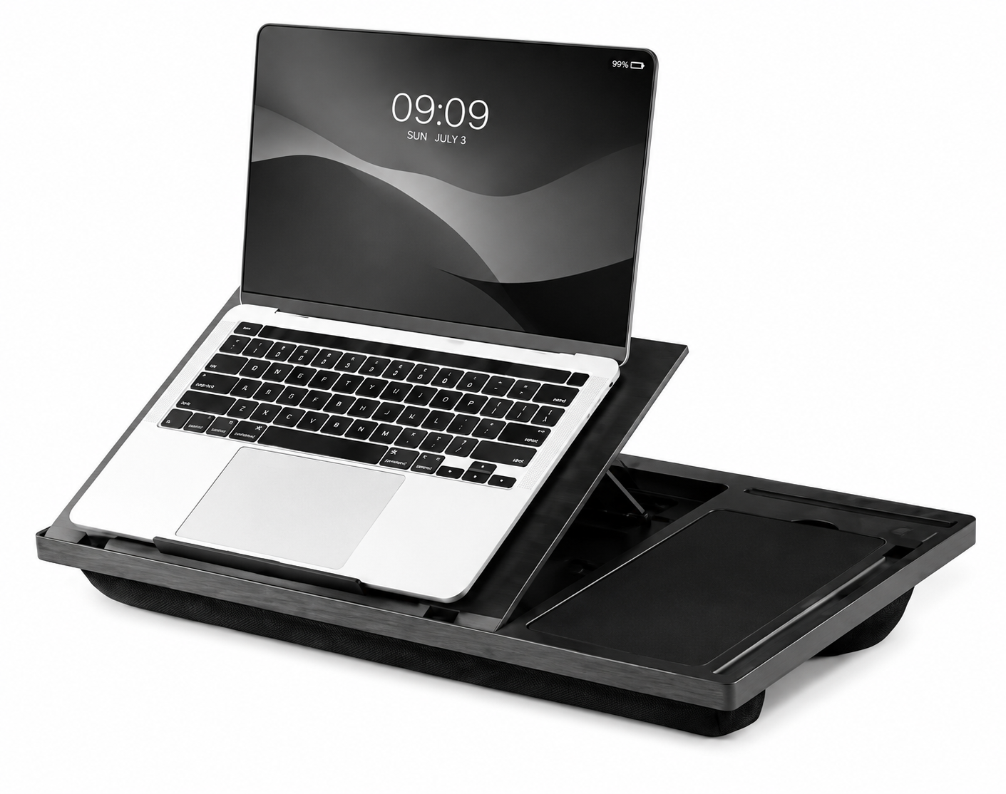 Navaris adjustable laptop desk with mouse pad phone stand and pen slot in black