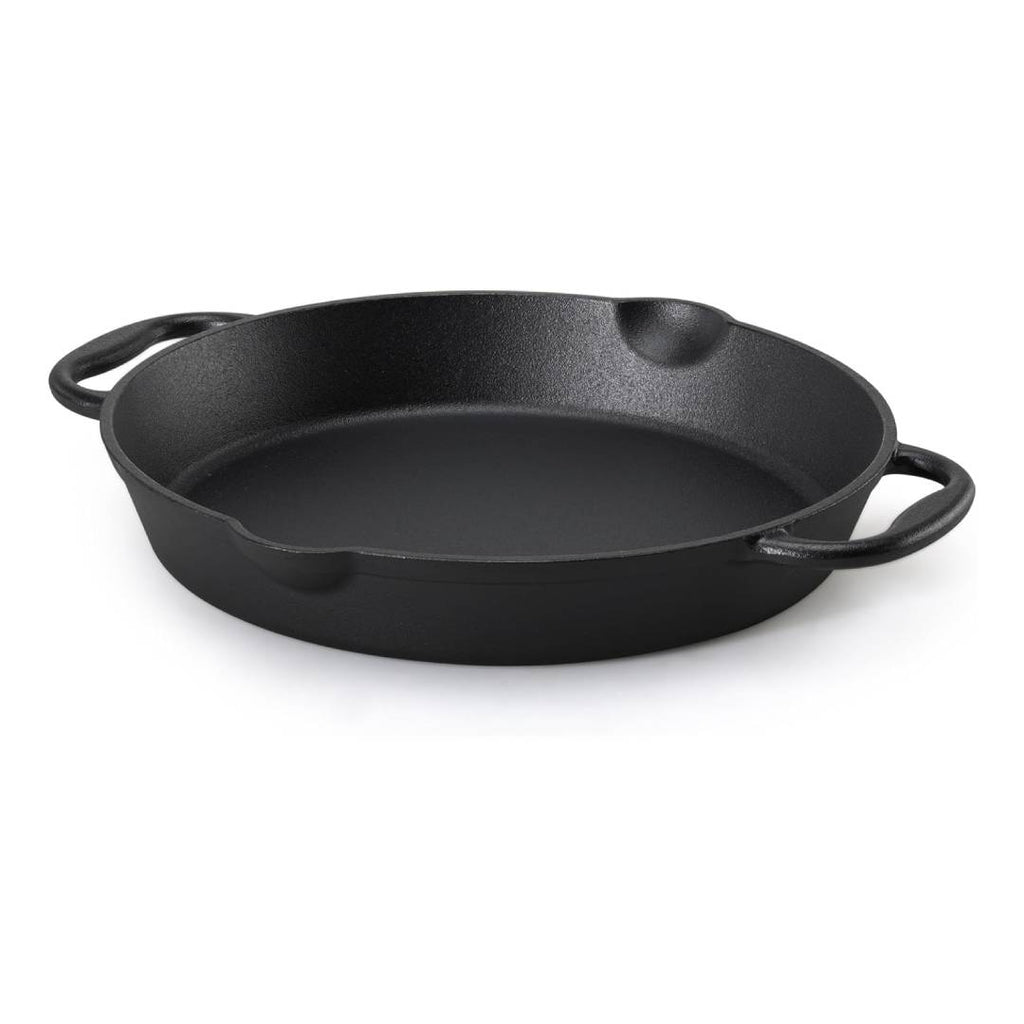 Navaris Cast Iron Skillet – 12" (30cm) Pre-Seasoned Frying Pan with Double Handles & Pour Spouts for Oven, Stovetop, Grill & Campfire