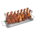 Navaris Stainless Steel Chicken Leg & Wing Rack – 14-Slot BBQ Roaster Stand with Drip Tray for Grill, Smoker & Oven