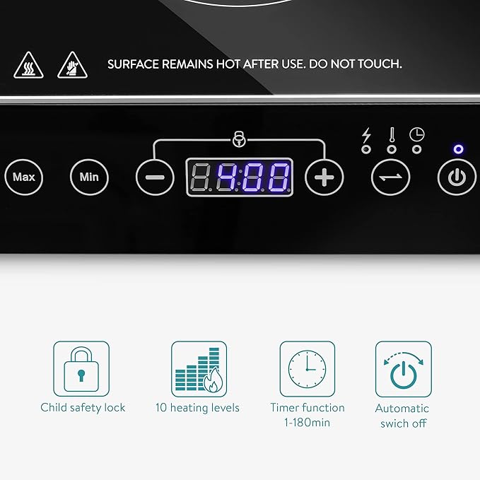 Navaris Double Induction Cooker – 1800W Portable Dual Induction Cooktop | 120V Electric Burner
