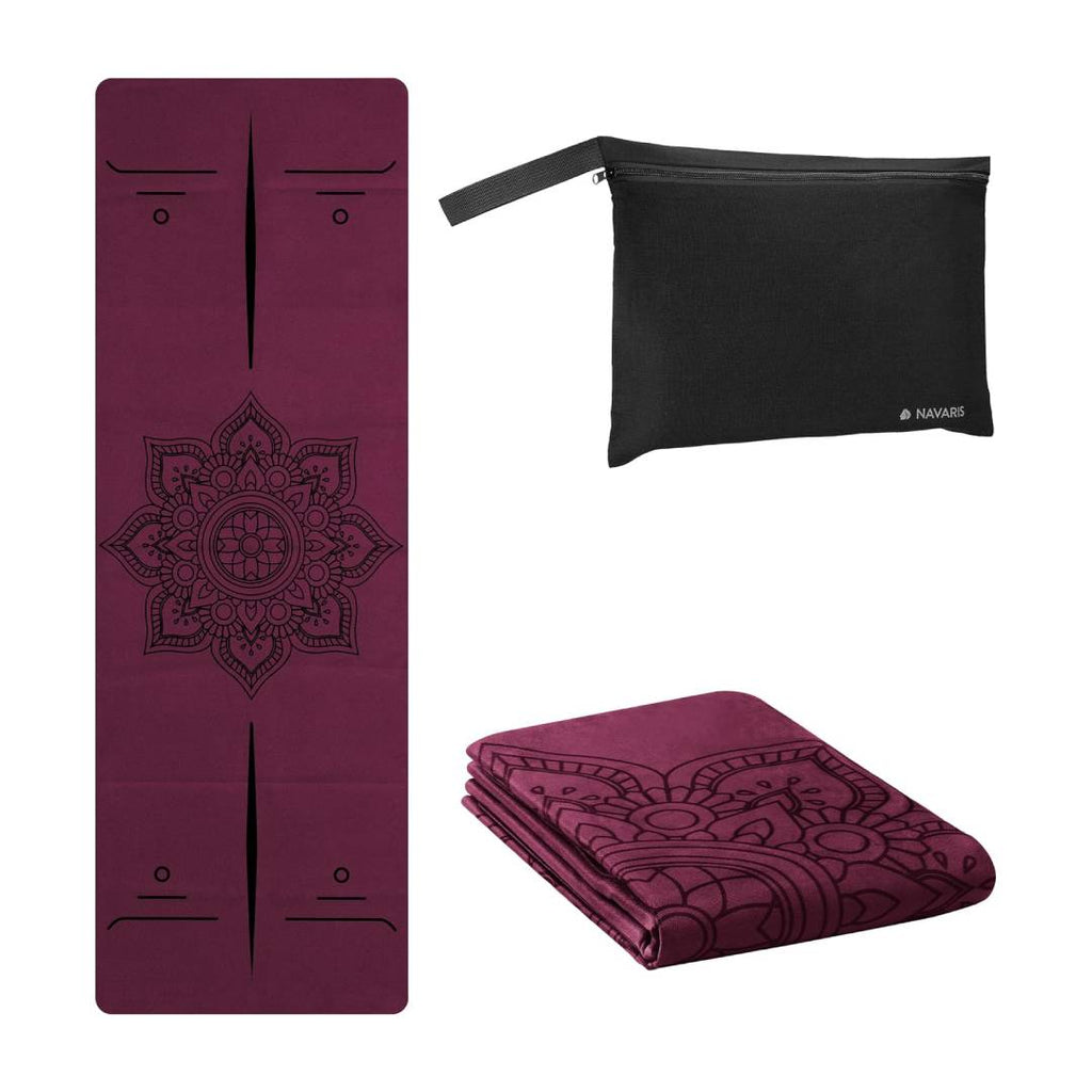 Navaris Foldable Travel Yoga Mat – Ultra-Thin Non-Slip Portable Exercise Mat for Yoga, Pilates & Fitness (72" x 24" x 1.5mm) – Violet