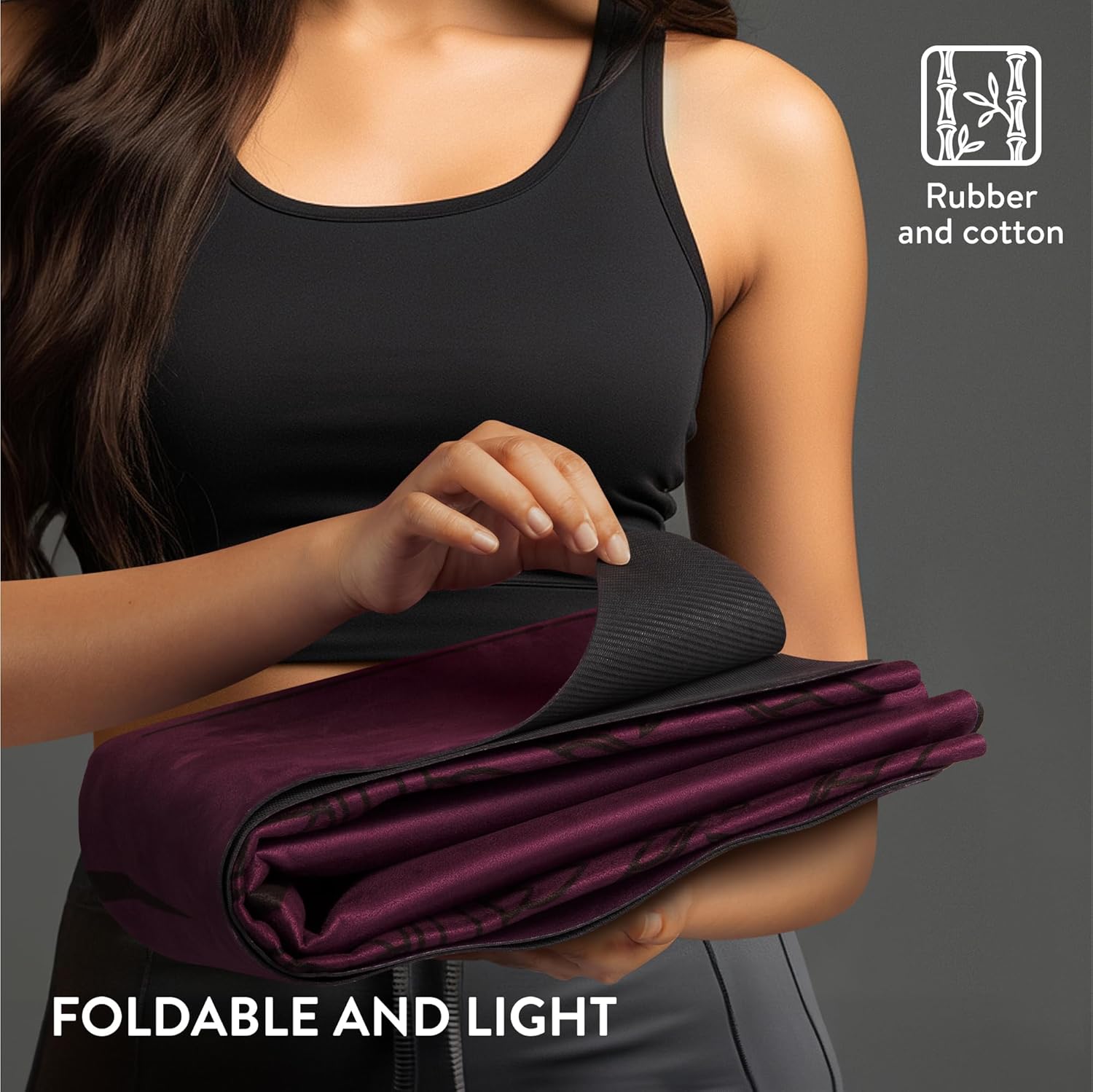 Navaris Foldable Travel Yoga Mat – Ultra-Thin Non-Slip Portable Exercise Mat for Yoga, Pilates & Fitness (72" x 24" x 1.5mm) – Violet