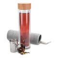 Navaris Glass Water Bottle with Tea Infuser – 17oz Double-Walled Borosilicate Glass Travel Tumbler with Bamboo Lid & Neoprene Sleeve
