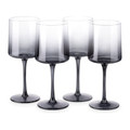 Navaris Gray Square Wine Glasses Set of 4 – 13.5oz Smoke-Colored Stemmed Glassware for Wine, Cocktails, Beer & Desserts