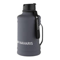 Navaris Half Gallon Water Bottle with Handle – 74oz (2.2L) Stainless Steel Water Jug for Sports, Gym & Outdoor Activities – Dark Grey