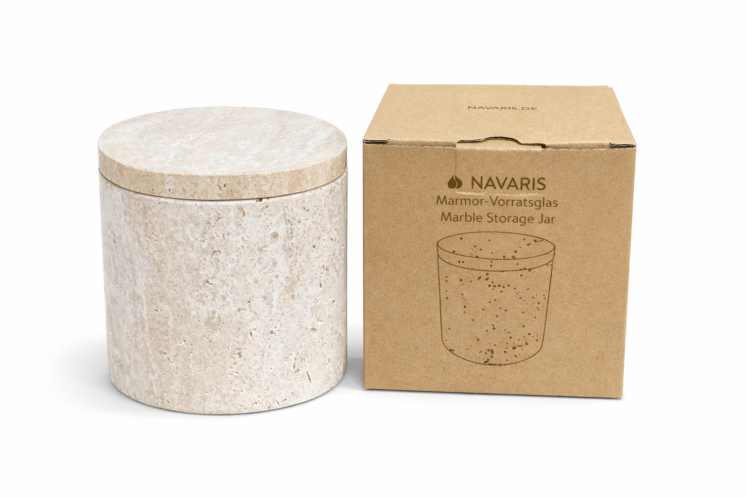 Navaris Marble Storage Jar with Lid – Elegant Kitchen & Bathroom Organizer Container