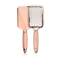 Navaris Paddle Hair Brush - Large Detangling & Styling Hairbrush with Comfort Gel Handle - Rose Gold & White - 26 x 8.5 cm