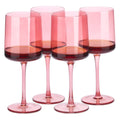 Navaris Pink Stemmed Wine Glasses Set of 4 – 13.5oz Colored Glassware for Wine, Cocktails & Desserts