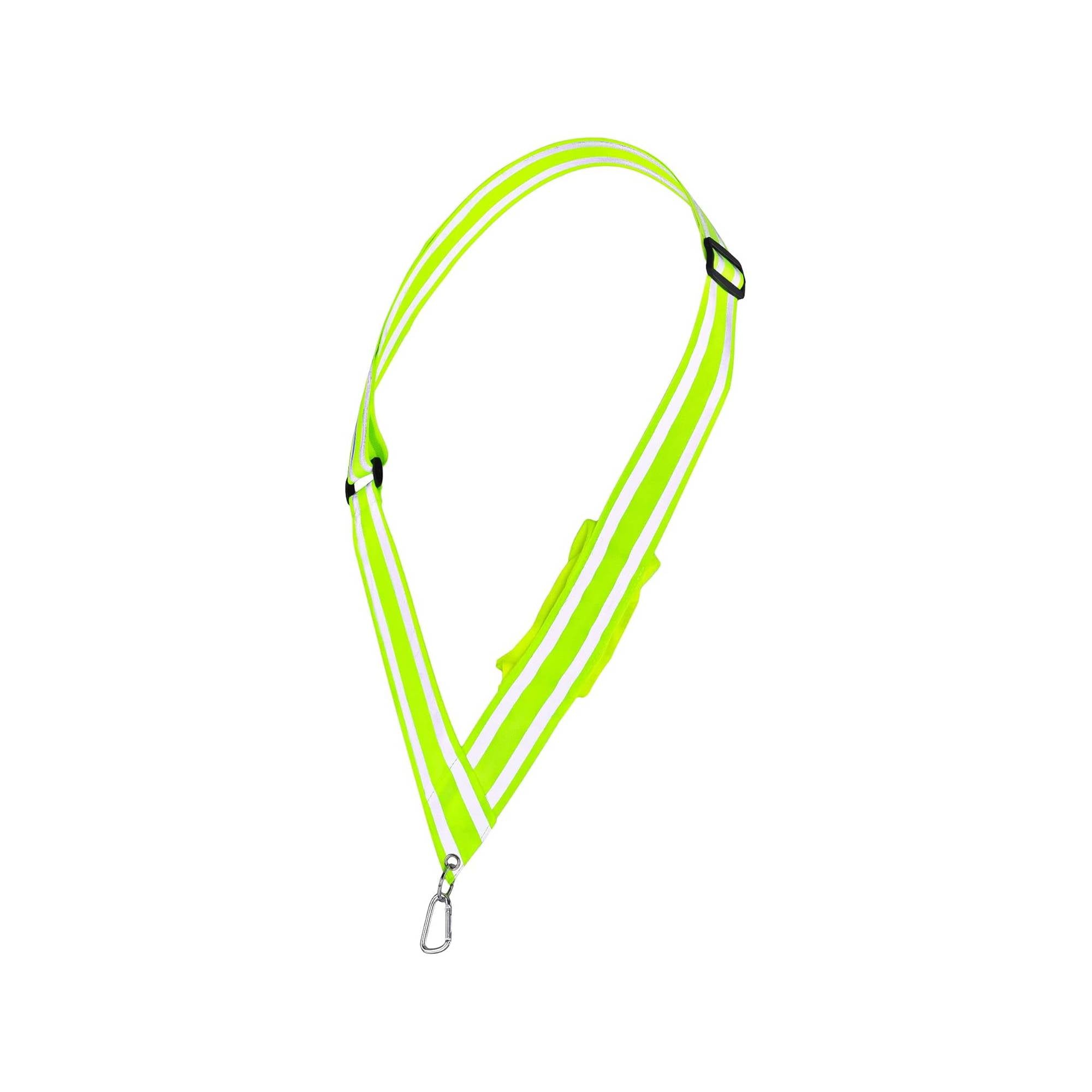 Navaris Reflective Safety Sash with Pocket & Carabiner Clip - High Visibility Gear for Walking, Running & Cycling - Adjustable 43" to 71" - Yellow