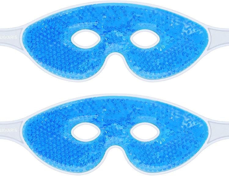 Navaris Reusable Gel Eye Masks Set of 2 – Hot & Cold Therapy for Puffy Eyes, Dark Circles, Headaches & Sinus Relief