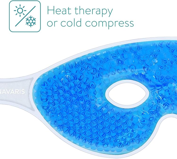 Navaris Reusable Gel Eye Masks Set of 2 – Hot & Cold Therapy for Puffy Eyes, Dark Circles, Headaches & Sinus Relief