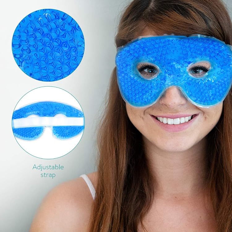 Navaris Reusable Gel Eye Masks Set of 2 – Hot & Cold Therapy for Puffy Eyes, Dark Circles, Headaches & Sinus Relief