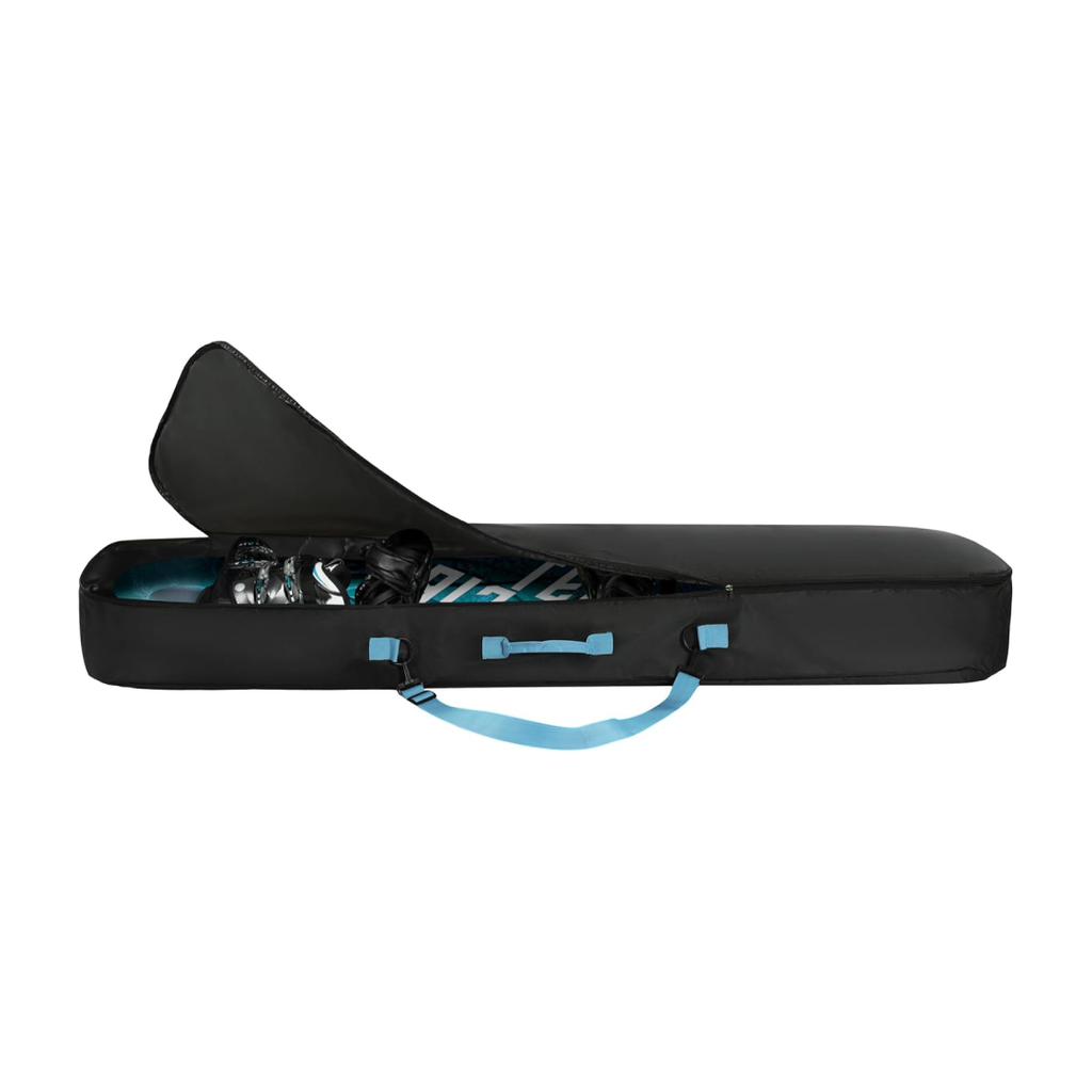 Navaris Snowboard Bag for 165cm Snowboard – Travel Carry Bag with Side Pocket & Adjustable Straps (Black & Light Blue)