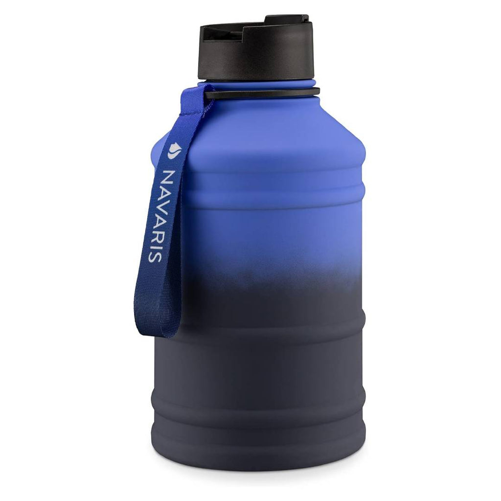 Navaris Stainless Steel Water Bottle 74oz (2.2L) – Large Single-Wall Metal Sports & Camping Canteen – Blue Gradient