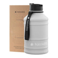Navaris Stainless Steel Water Bottle 75oz (2.2L) – Large Single-Wall Metal Water Bottle for Sports, Gym, Camping & Outdoor Activities – Sandy Beige