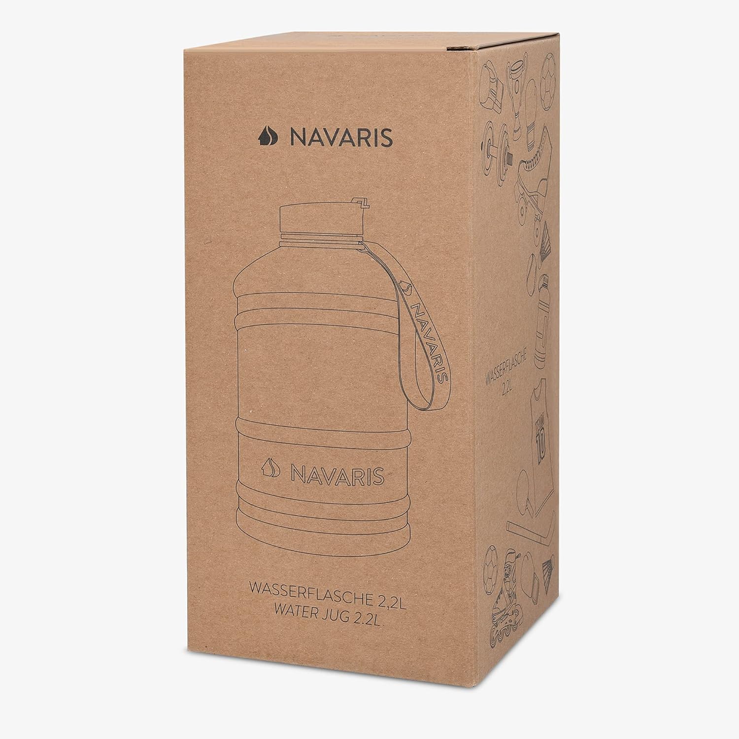 Navaris Stainless Steel Water Bottle 75oz (2.2L) – Large Single-Wall Metal Water Bottle for Sports, Gym, Camping & Outdoor Activities – Turquoise